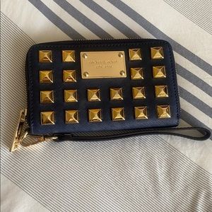 MIchael Kors Navy w/Gold Stud Wristlet/Wallet